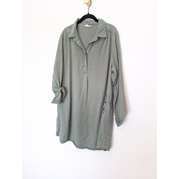 FAT FACE Shirt Dress Women Plus Size 16 Green Harper Cord Pockets Comfort Casual - Picture 3 of 12